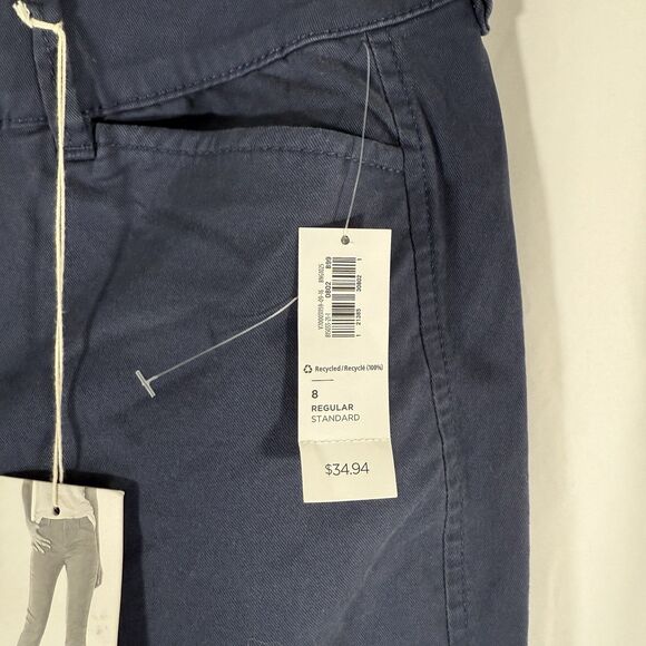 New Old Navy Pixie Pants Women's 8 Blue Chino Mid Rise Ankle Length Cotton Blend - Picture 4 of 11